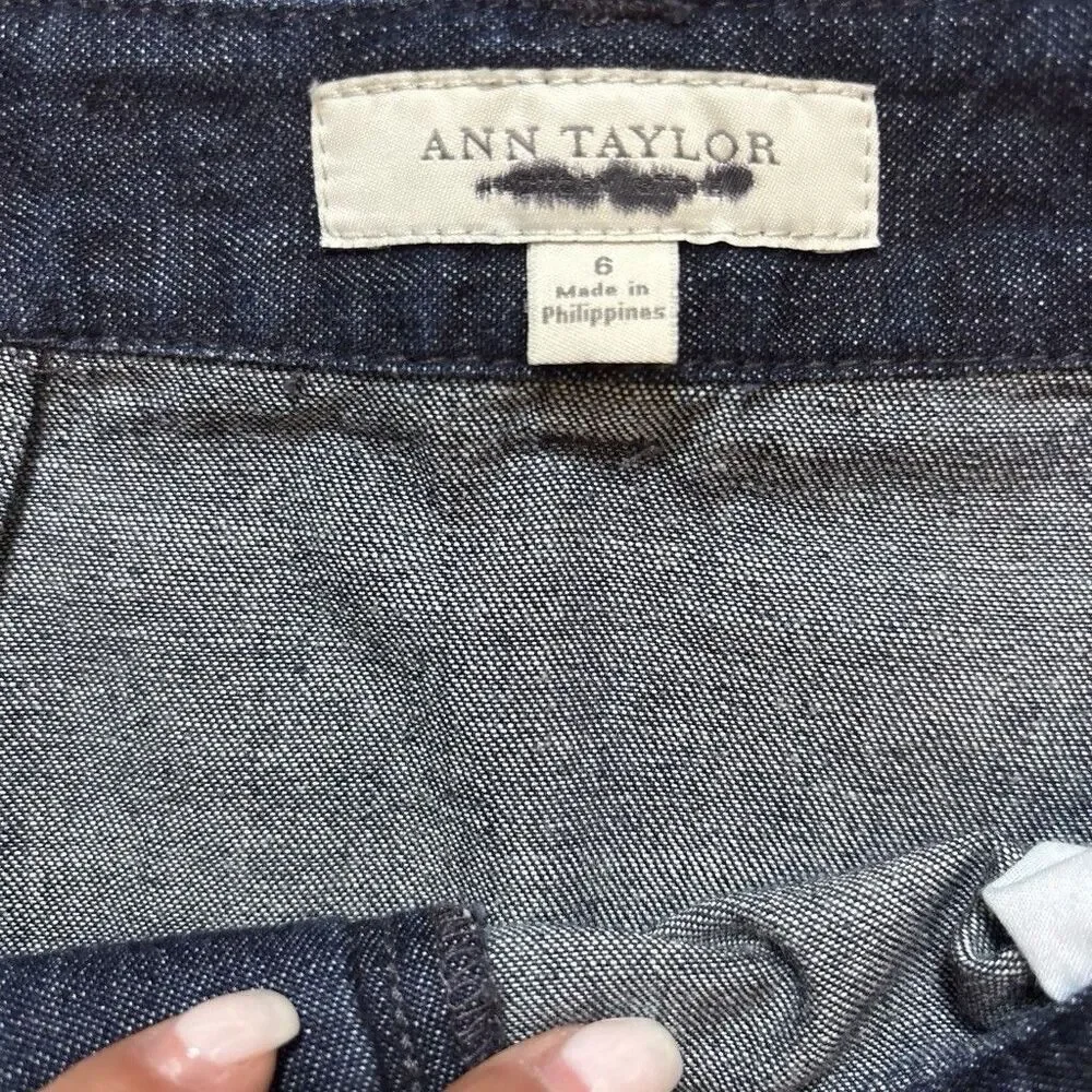 Vintage Ann Taylor Belter Denim Skirt Countrycore Boho Embroidered belt Size 6